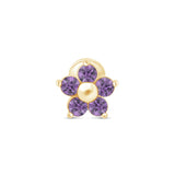 Amethyst Flower Flat Back Stud