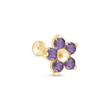 Amethyst Flower Flat Back Stud