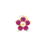 Ruby Flower Flat Back Stud