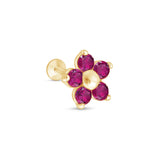 Ruby Flower Flat Back Stud