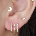 Yellow Gold Diamond Marquise Flat Back Earring