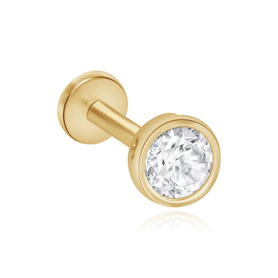 a single gold Cubic Zirconia stud earring