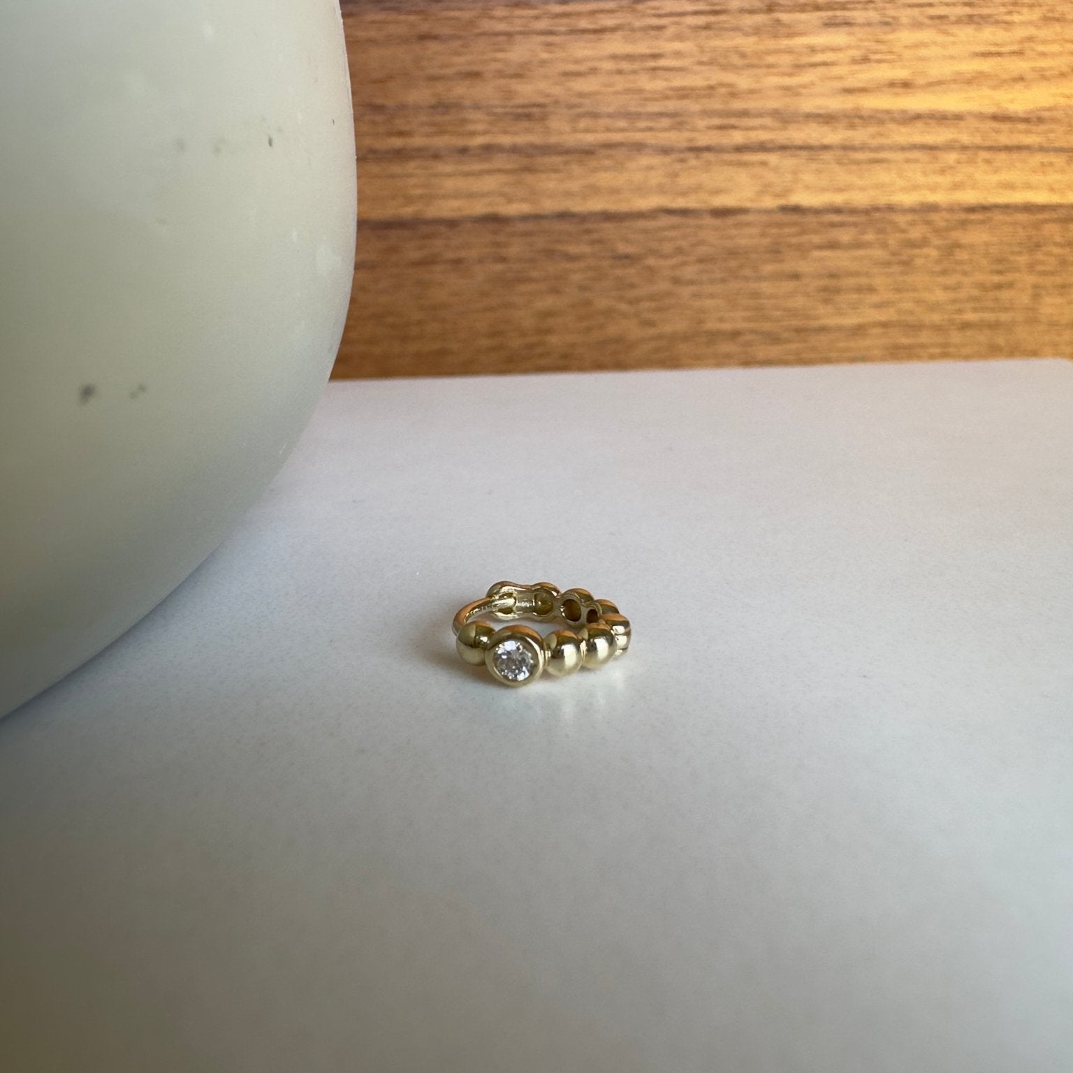 Diamond Beaded Huggie Hoop Earring in Solid 14k Yellow Gold Earrings Estella Collection #product_description# 18522 14k April Birthstone Birthstone #tag4# #tag5# #tag6# #tag7# #tag8# #tag9# #tag10#
