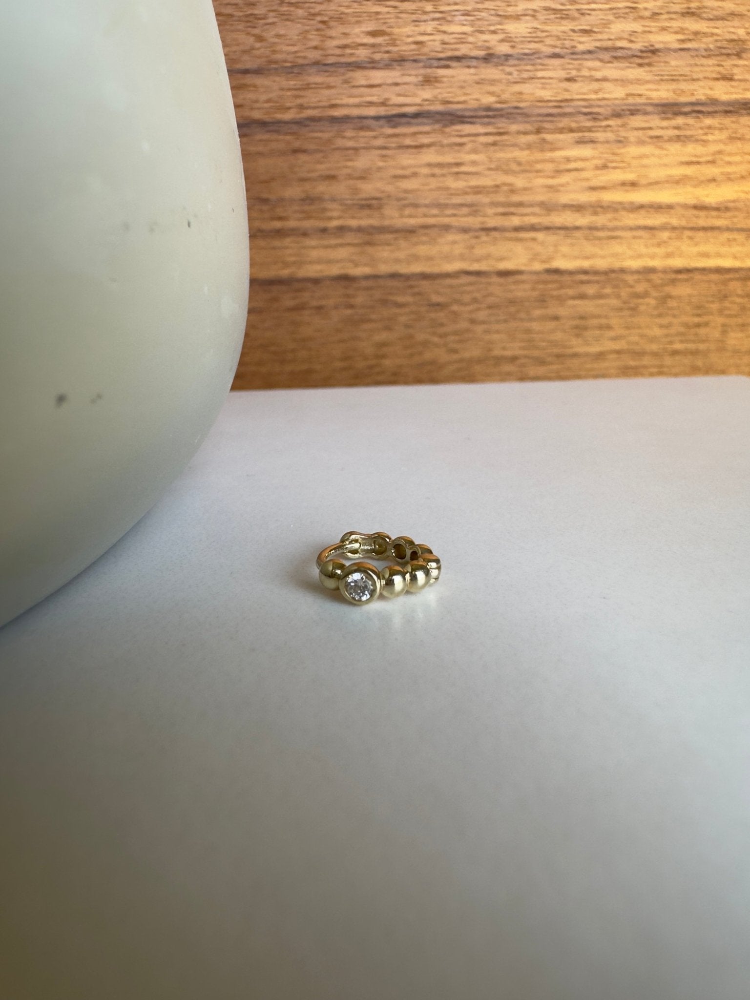 Diamond Beaded Huggie Hoop Earring in Solid 14k Yellow Gold Earrings Estella Collection #product_description# 18522 14k April Birthstone Birthstone #tag4# #tag5# #tag6# #tag7# #tag8# #tag9# #tag10#