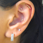 Diamond Pavé Studded Cross Flat Back Stud Earrings in Solid 14k Rose Gold