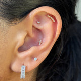 Diamond Pavé Studded Cross Flat Back Stud Earrings in Solid 14k Rose Gold