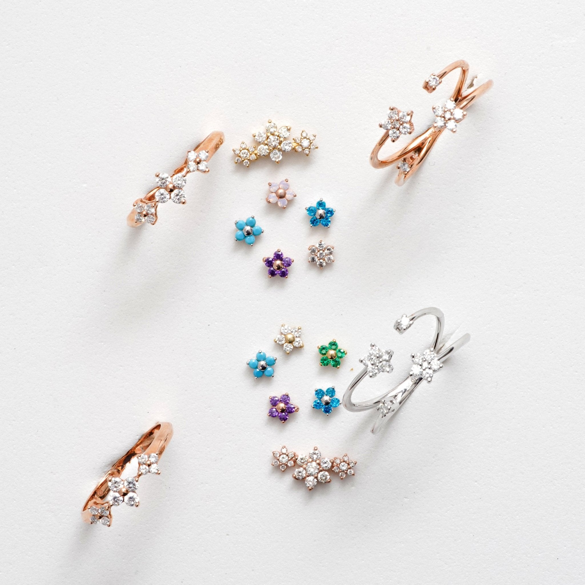 Diamond Three Flower Garland Flat Back Stud Earrings Estella Collection #product_description# 17958 14k April Birthstone Birthstone #tag4# #tag5# #tag6# #tag7# #tag8# #tag9# #tag10# 5MM