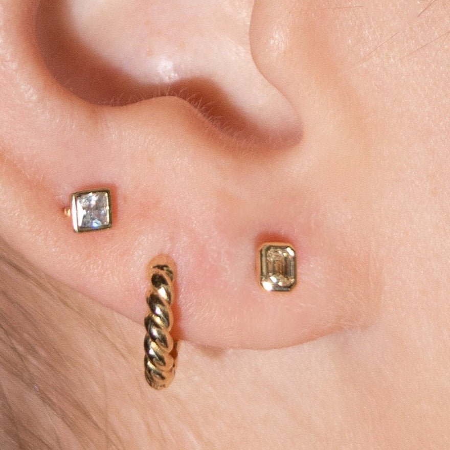 Emerald Cut Diamond Bezel Set - Flat Back Stud Earring Earrings Estella Collection #product_description# 18493 14k April Birthstone Birthstone #tag4# #tag5# #tag6# #tag7# #tag8# #tag9# #tag10# 0.06 ct 5MM
