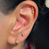 Solid 14k Yellow Gold Cross Flat Back Stud Earring