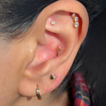 Solid 14k Yellow Gold Cross Flat Back Stud Earring