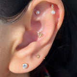 Minimalist Bee Flat Back Stud Earrings in Solid 14k Yellow Gold