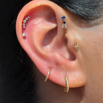 Diamond and Sapphire Flat Back in Solid 14k Yellow Gold