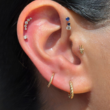 Diamond and Sapphire Flat Back in Solid 14k Yellow Gold