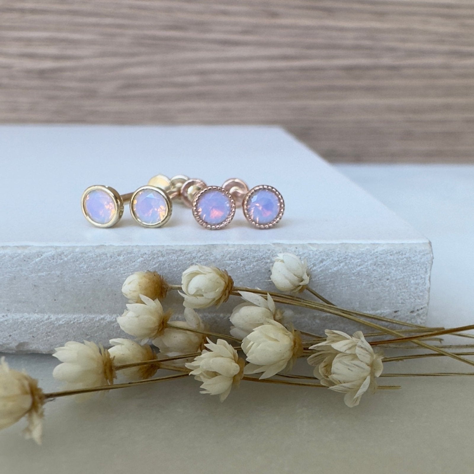 Pink Opal Milgrain Flat Back Stud Earrings Estella Collection #product_description# 18105 14k Birthstone Birthstone Earrings #tag4# #tag5# #tag6# #tag7# #tag8# #tag9# #tag10# 2.5MM 5MM