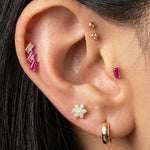 Yellow Gold Trinity Beaded Cluster Flat Back Earring