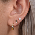Yellow Gold Diamond Baguette Flat Back Earring
