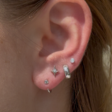 Cubic Zirconia Ear Cuff in Solid 14k White Gold