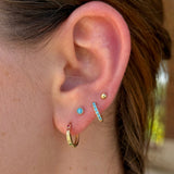 Turquoise Flat Back Stud Milgrain Set in Solid 14k Yellow Gold