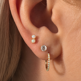 Yellow Gold Two Stone Opal Flat Back Stud Earring