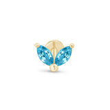 London Blue Topaz Double Marquise Flat Back Stud in Solid 14k Yellow Gold