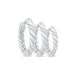 Twisted Rope Huggie Hoop in Solid 14k White Gold