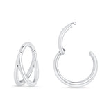 Twin Band Statement Hoop in Solid 14k White Gold