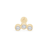 Triple Cubic Zirconia Milgrain Flat Back Stud