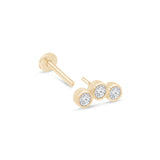 Triple Cubic Zirconia Milgrain Flat Back Stud