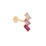 Yellow Gold Pink Baguette Crawler Flat Back Stud