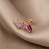 Yellow Gold Pink Baguette Crawler Flat Back Stud