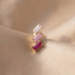 Yellow Gold Pink Baguette Crawler Flat Back Stud