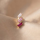 Yellow Gold Pink Baguette Crawler Flat Back Stud