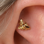 Yellow Gold Bee Flat Back Threaded Stud Stud Earring