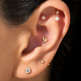 Yellow Gold Pearl Threaded Flat Back Earring