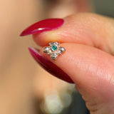 Emerald Bee Flat Back Stud in Solid 14k Rose Gold