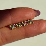 Blue Topaz Bee Flat Back Stud in Solid 14k Yellow Gold