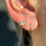 Blue Topaz Bee Flat Back Stud in Solid 14k Yellow Gold