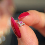 Pink Ruby Bee Flat Back Stud in Solid 14k Rose Gold