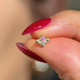 Pink Ruby Bee Flat Back Stud in Solid 14k Yellow Gold