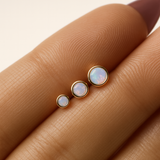 Round Pink Opal Flat Back Stud Bezel Set in Solid 14k Yellow Gold