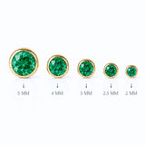 Yellow Gold Round Emerald Bezel Flat Back Earring