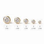 Yellow Gold Round Gemstone Bezel Set Flat Back Earring