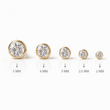 Yellow Gold Round Gemstone Bezel Set Flat Back Earring