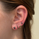 Black Diamond Cartilage Flat Back Stud in Solid 14k Yellow Gold