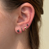Black Onyx Pavé Studded Huggie Earring in Solid 14k Yellow Gold