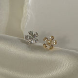 Blooming Flower Earring in Solid 14k White Gold