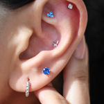 White Gold Diamond Threaded Flat Back Earring