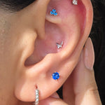 Yellow Gold Blue Sapphire Flat Back Earring
