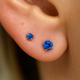Blue Sapphire Cartilage Flat Back Stud in Solid 14k White Gold
