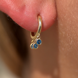 Blue Topaz Charm Hoop in Solid 14k Yellow Gold